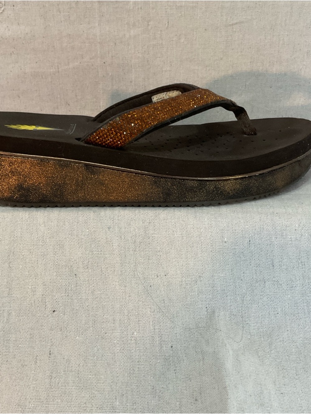 Volatile  Glitter Platform Flip Flop Wedge Sandals with Embellished Straps/ 7  A
